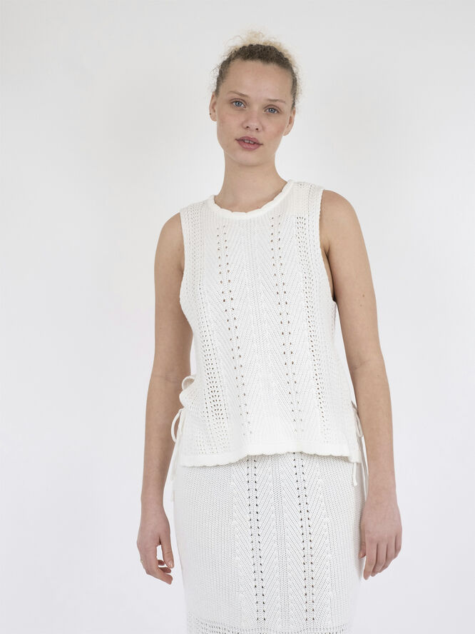 Neo Noir Aritza Crochet Knit Top White