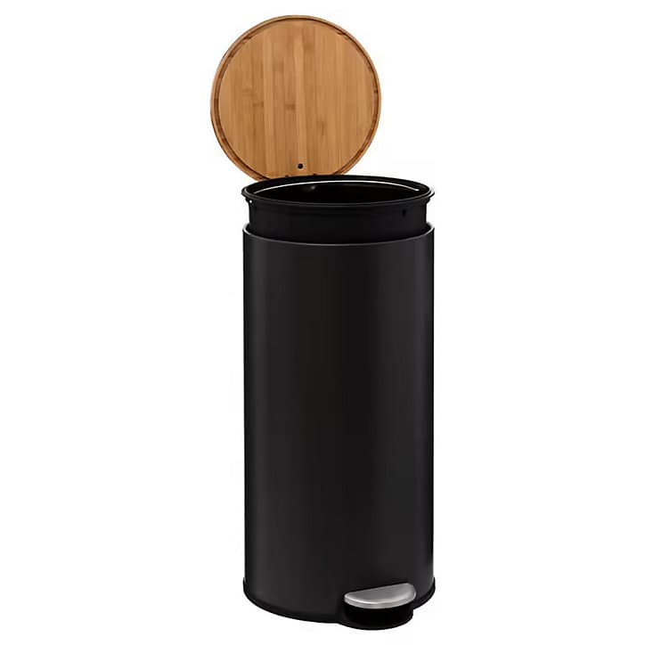 Poubelle de cuisine 30L Modern Color 5Five noir et bambou