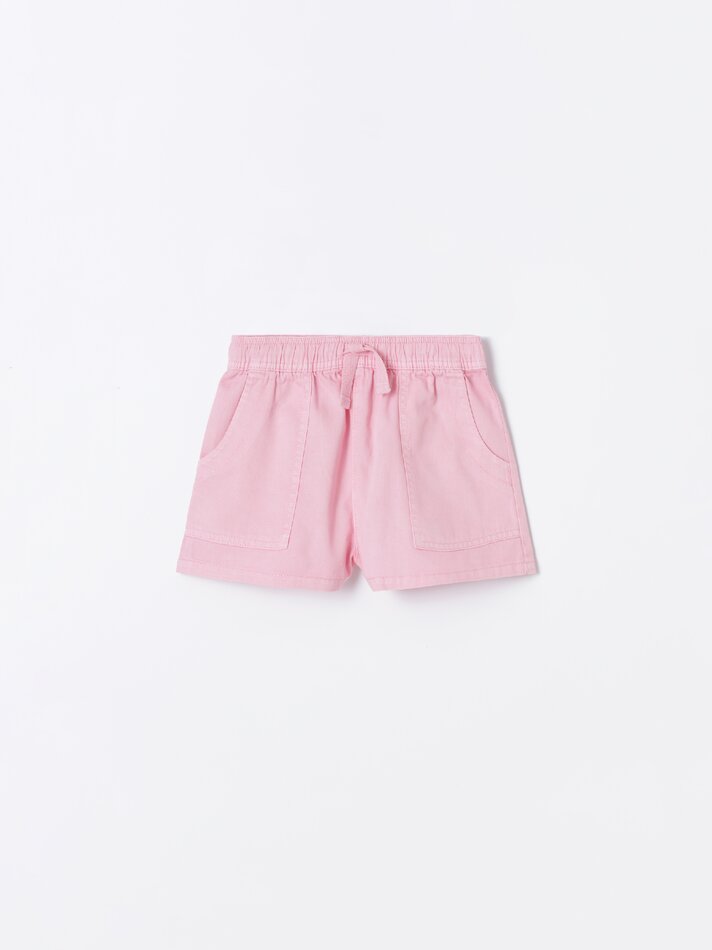Calções de sarja - Rosa Chiclete