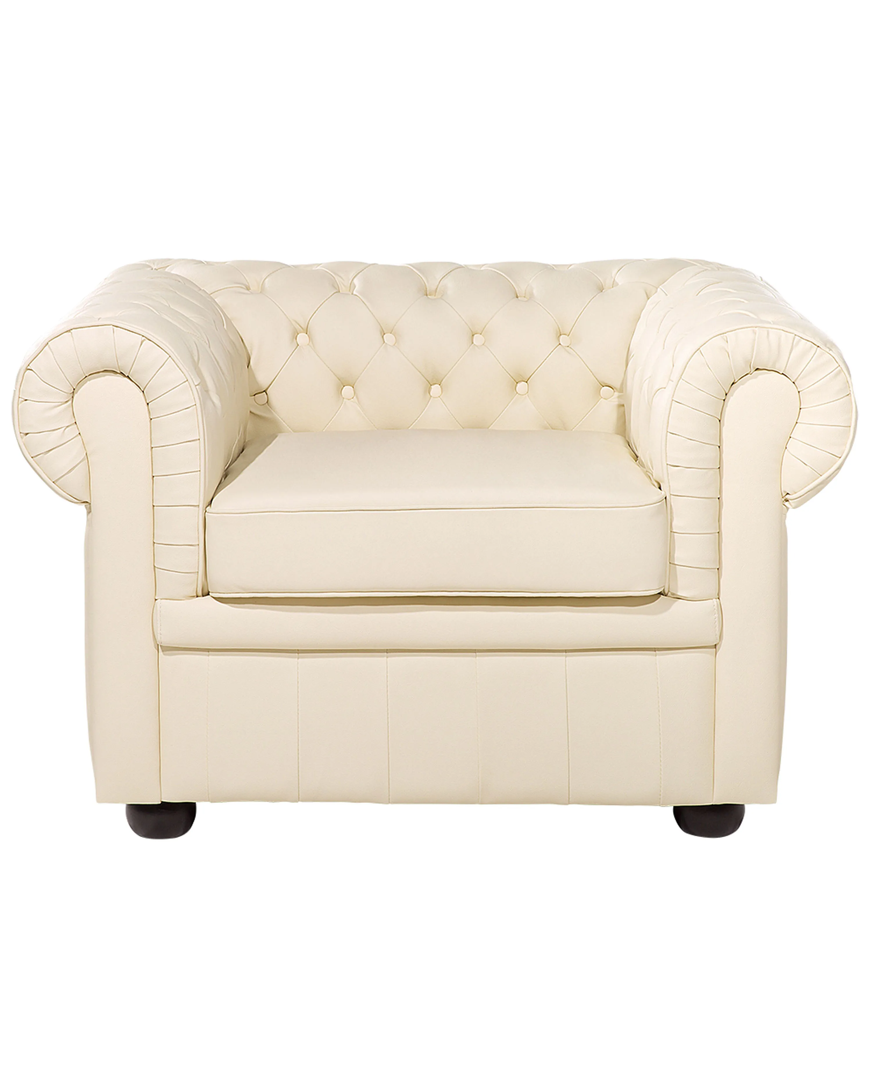 Fauteuil CHESTERFIELD Leer Lichtbeige