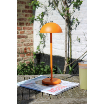 Lucide JOY Oplaadbare tafellamp Buiten Accu/Batterij Ø 12 cm LED dimb. 3000K IP54 Oranje