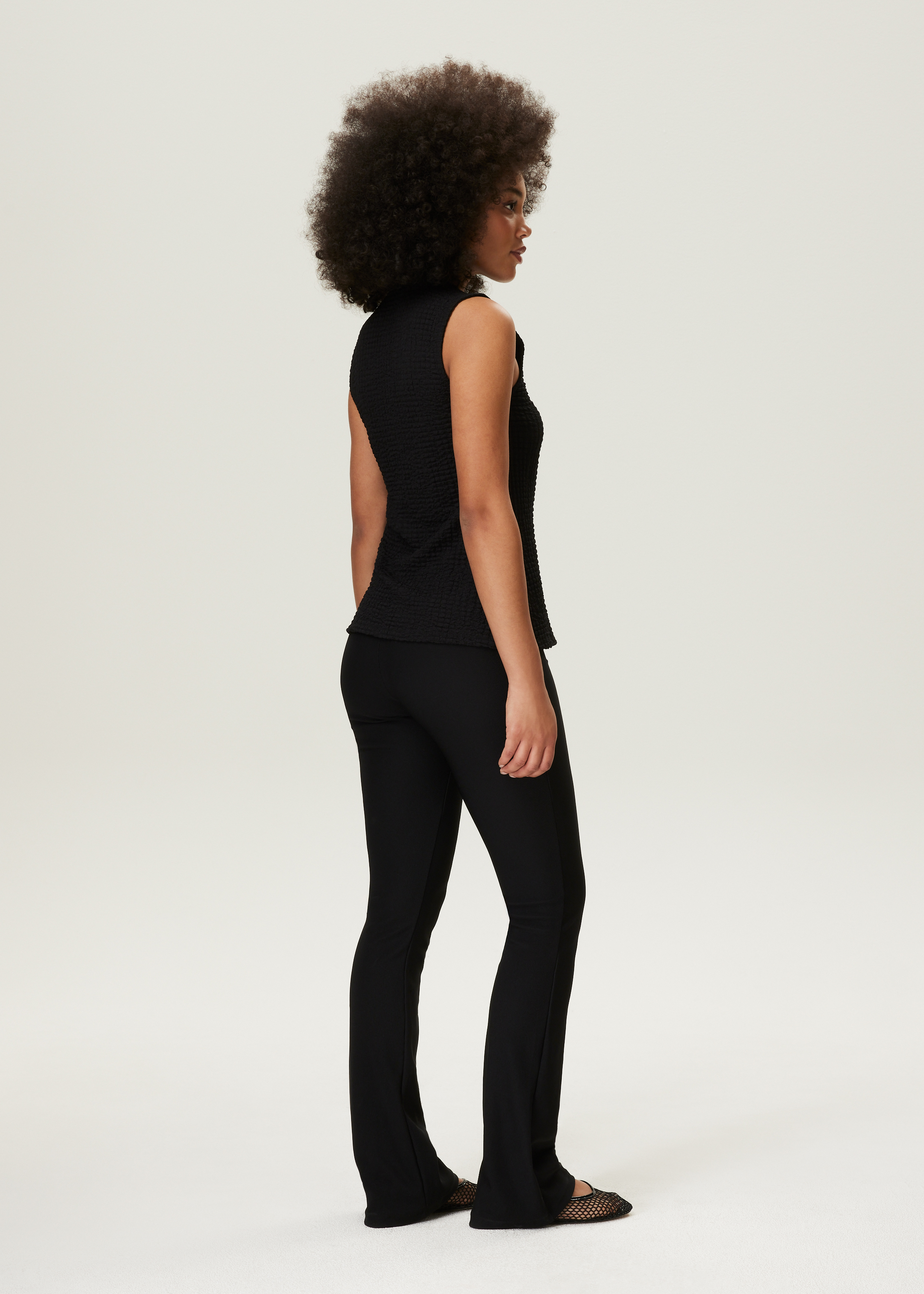 Geribde flare legging