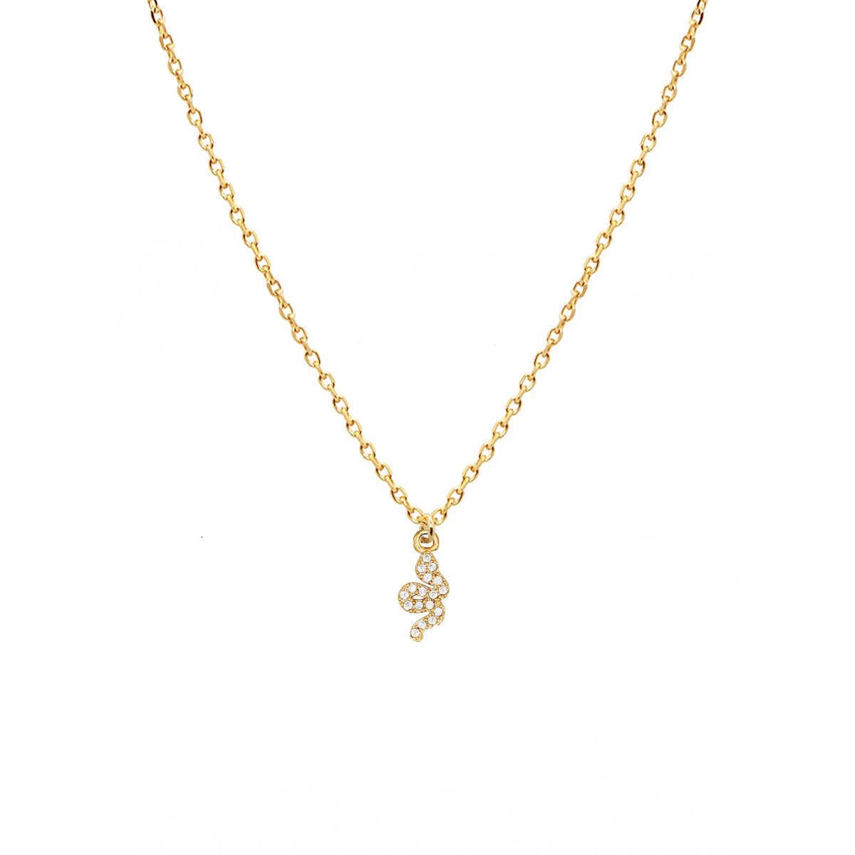 Collier serpent zircons doré à l'or fin 24k LILY