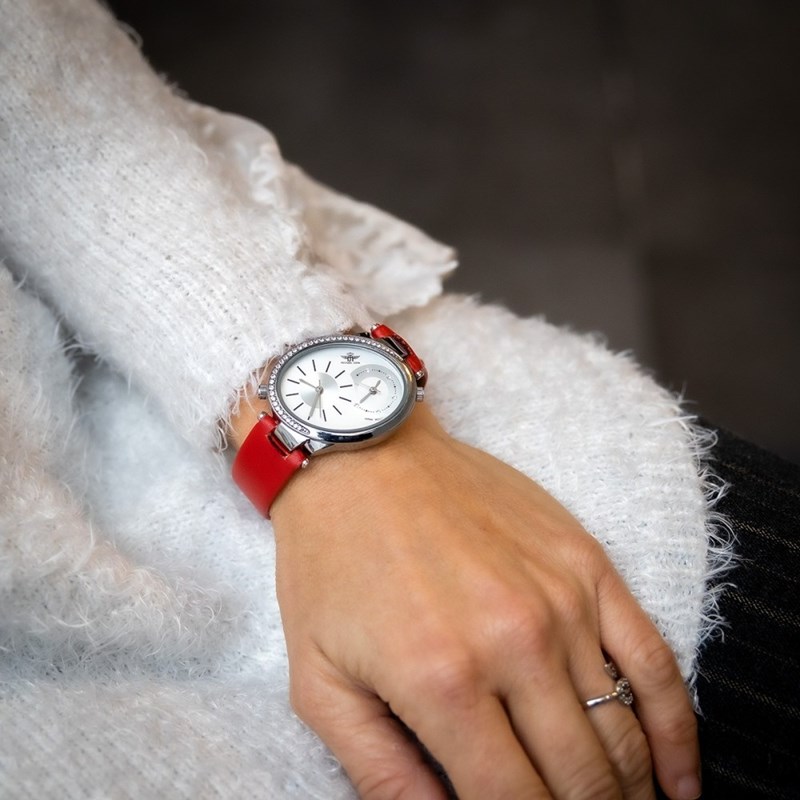 Montre Femme M. JOHN bracelet Cuir Rouge