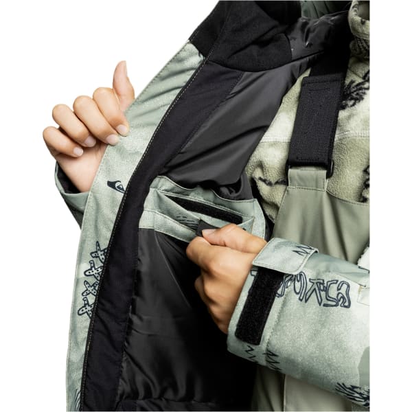 Veste de ski QUIKSILVER MISSION PRINTED BLOCK YTH JK SHADOW CHECKS DESERT SAGE
