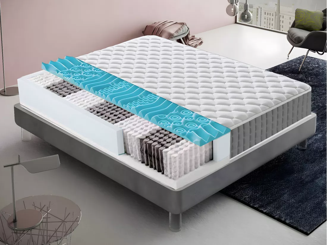 Matelas à ressorts ensachés mémoire de forme 9 zones différenciées - Anatomique - 120x190 cm
