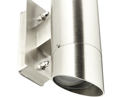 Buitenwandlamp up/down 2-lichts H 33,5 cm roestvrij staal/wit