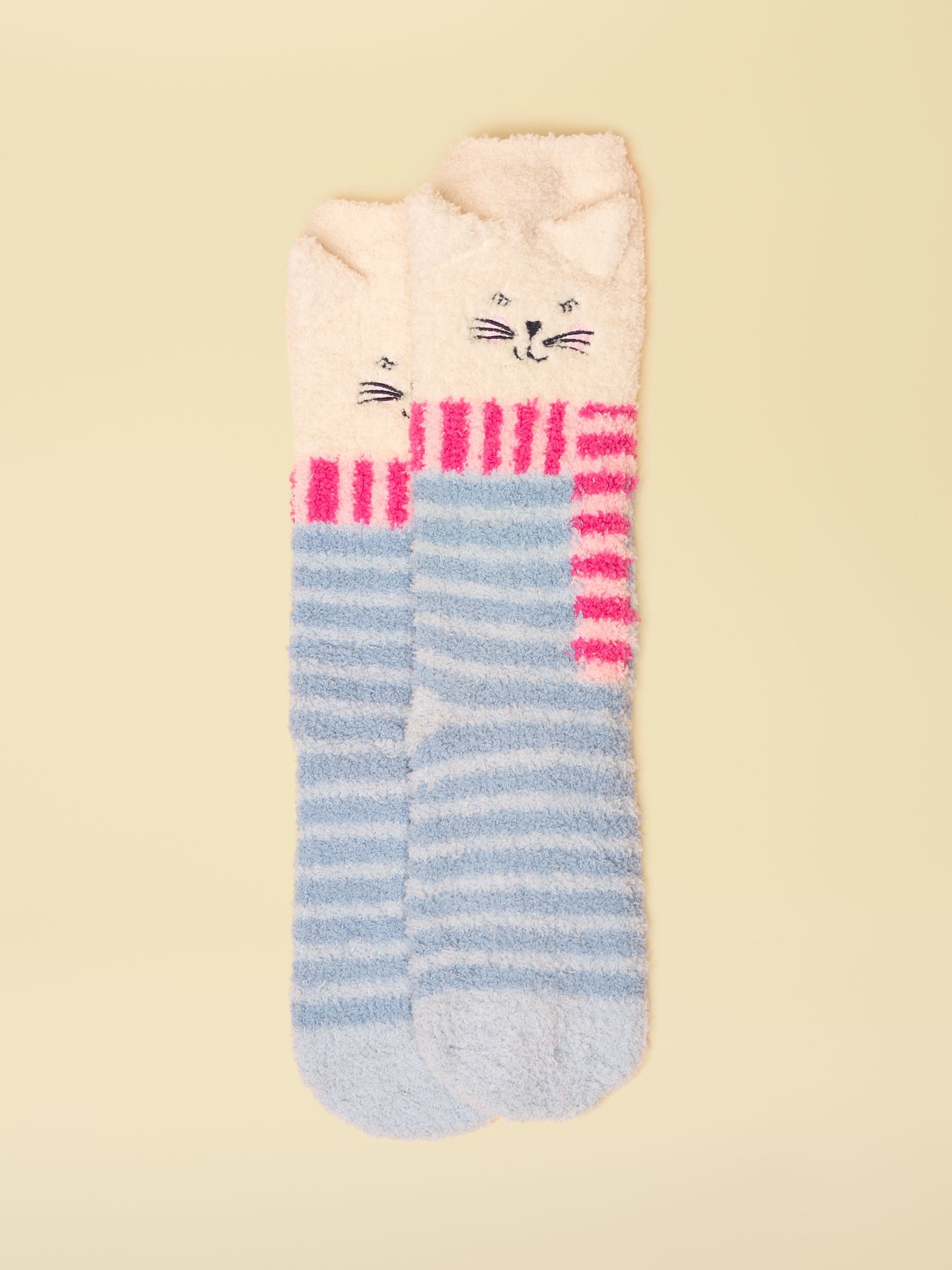 Blauw/roze kat - Joules Kids' wollige personage sokken