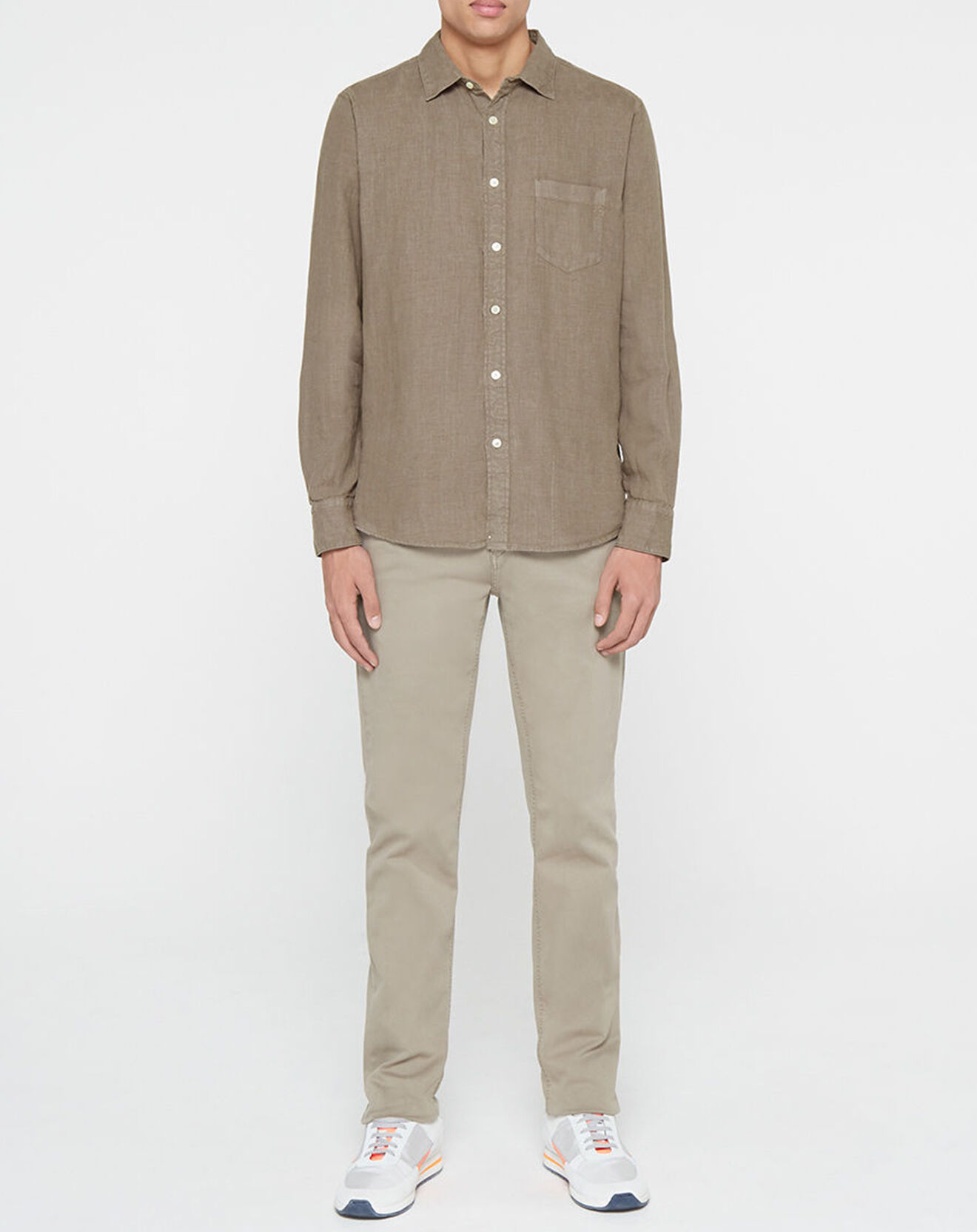 Replay Chemise 100% Lin Regular Fit marron