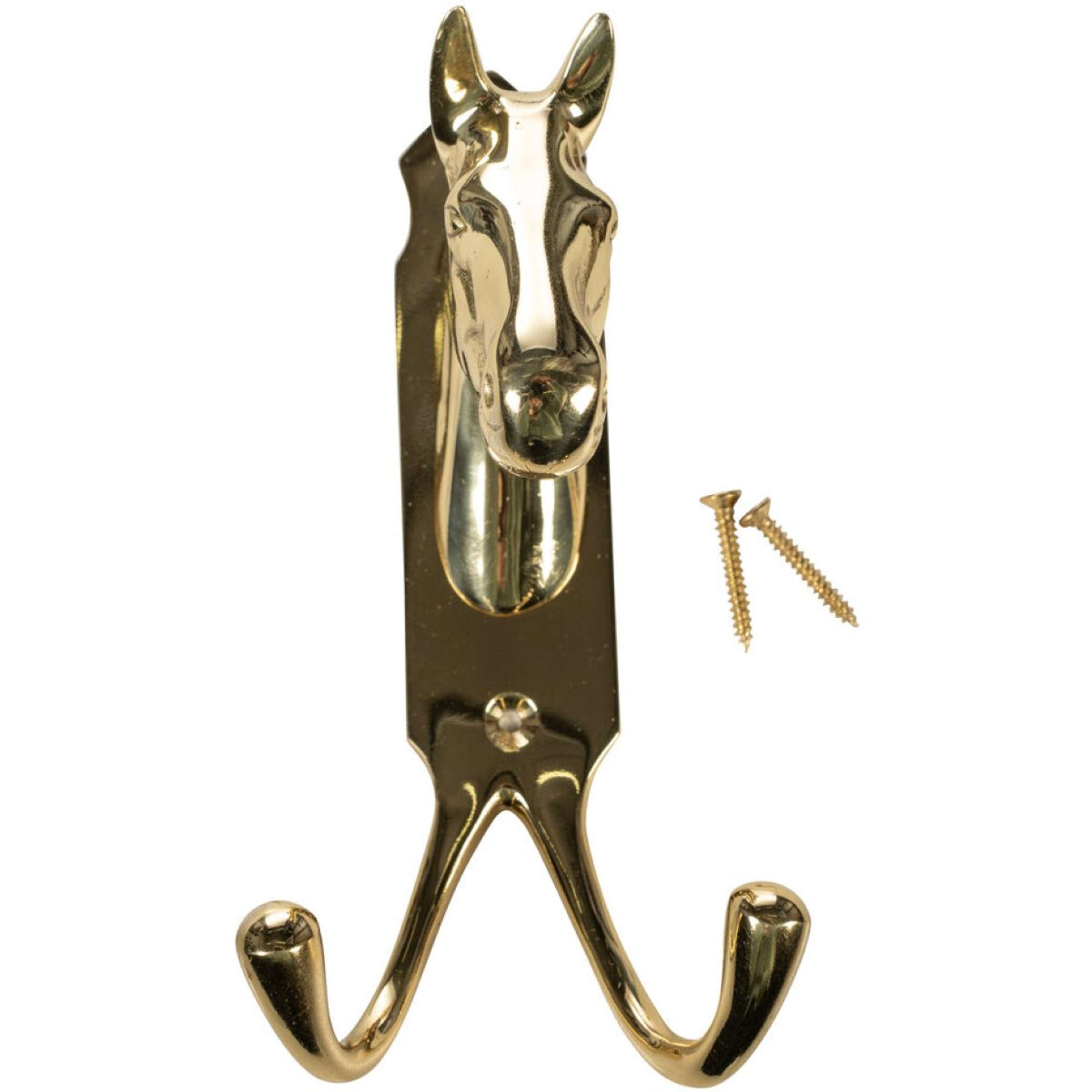 HKM Hoofdstelhanger Paardenhoofd Dubbele Haak Messing