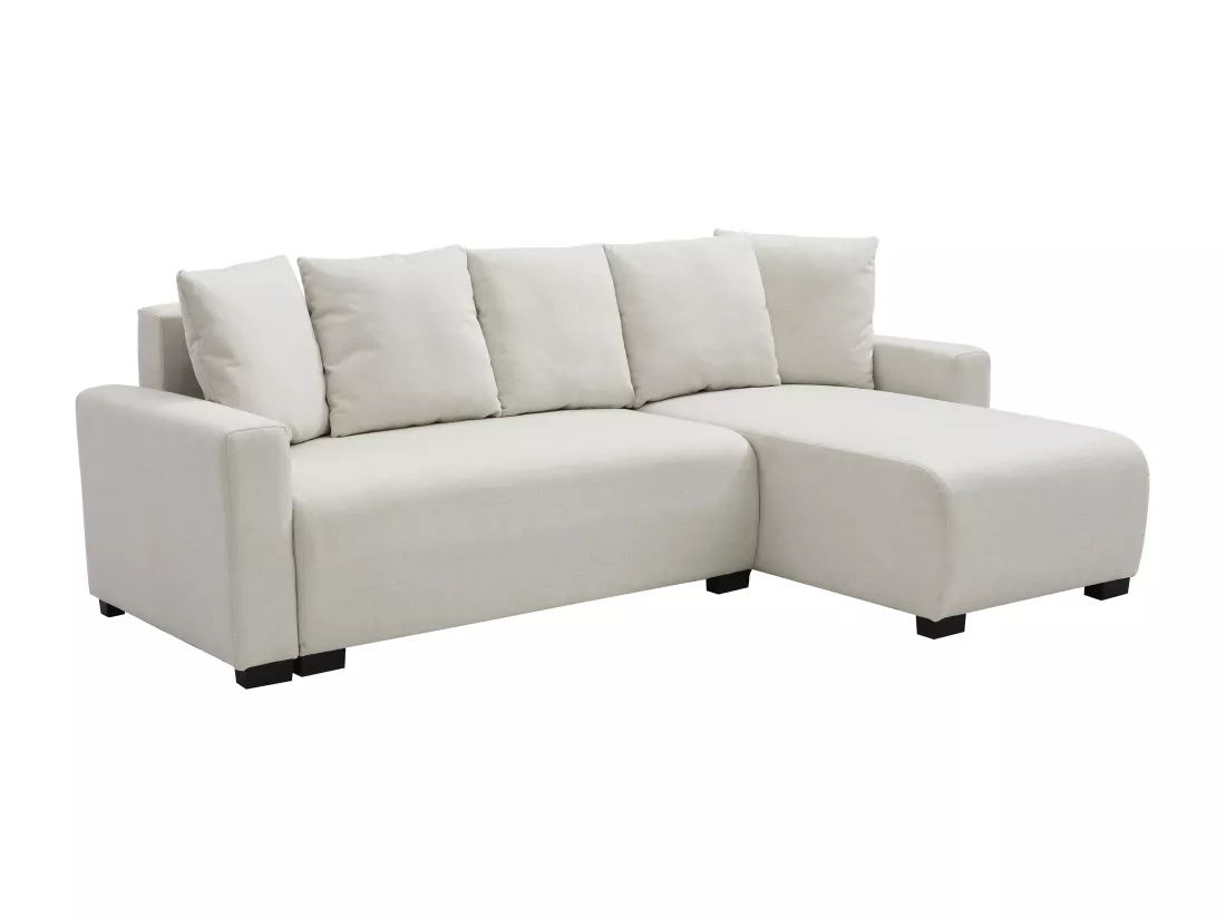 Canapé d'angle convertible et réversible en tissu beige LADAZIA II