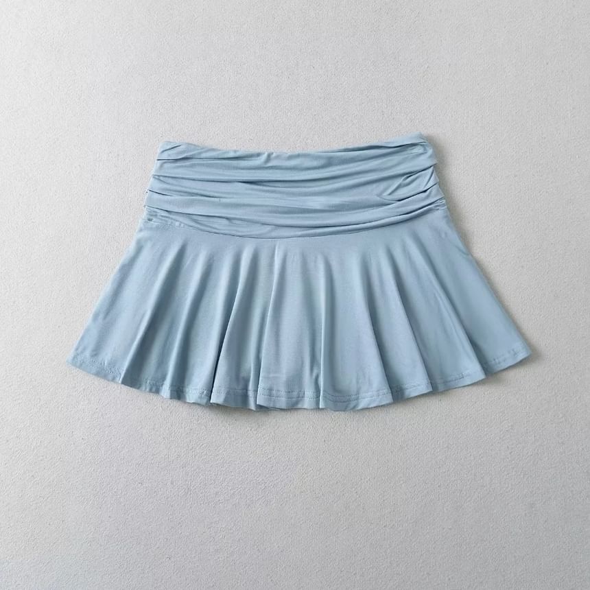 Asiris - Hoge taille gerimpelde effen mini geplooide rok