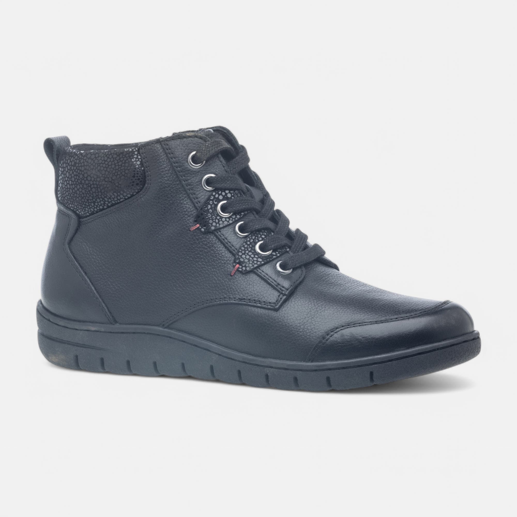 Bottines à lacets Femme en cuir noir
