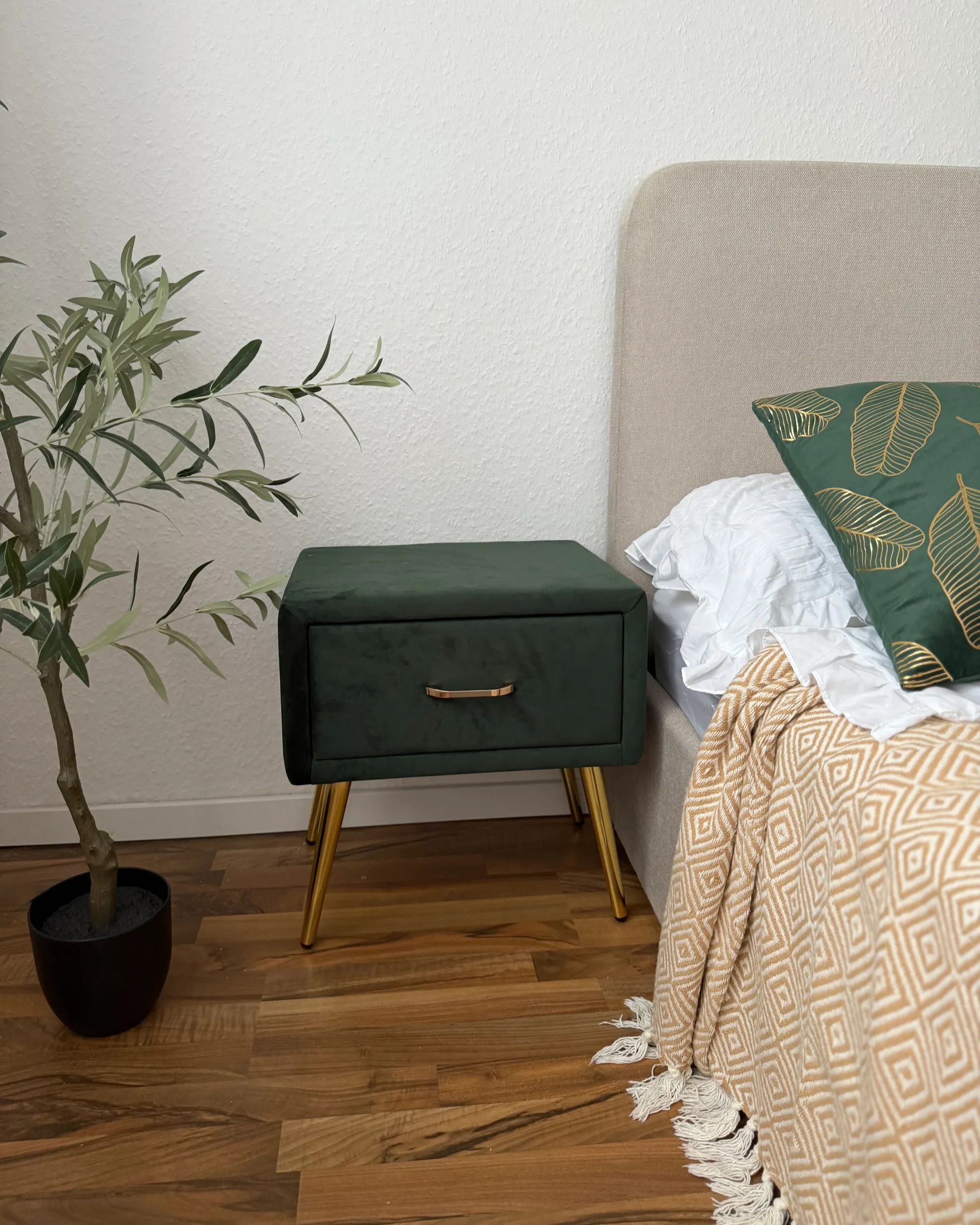 Nachtkastje met 1 lade FLAYAT Fluweel Smaragdgroen