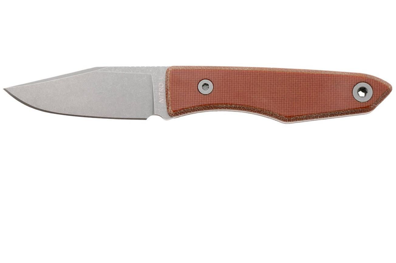 Big Idea Design USA Lookout USA-LO-NAT-NITROV, Stonewashed Nitro-V, Natural Micarta vaststaand mes, Mak Kelsay design