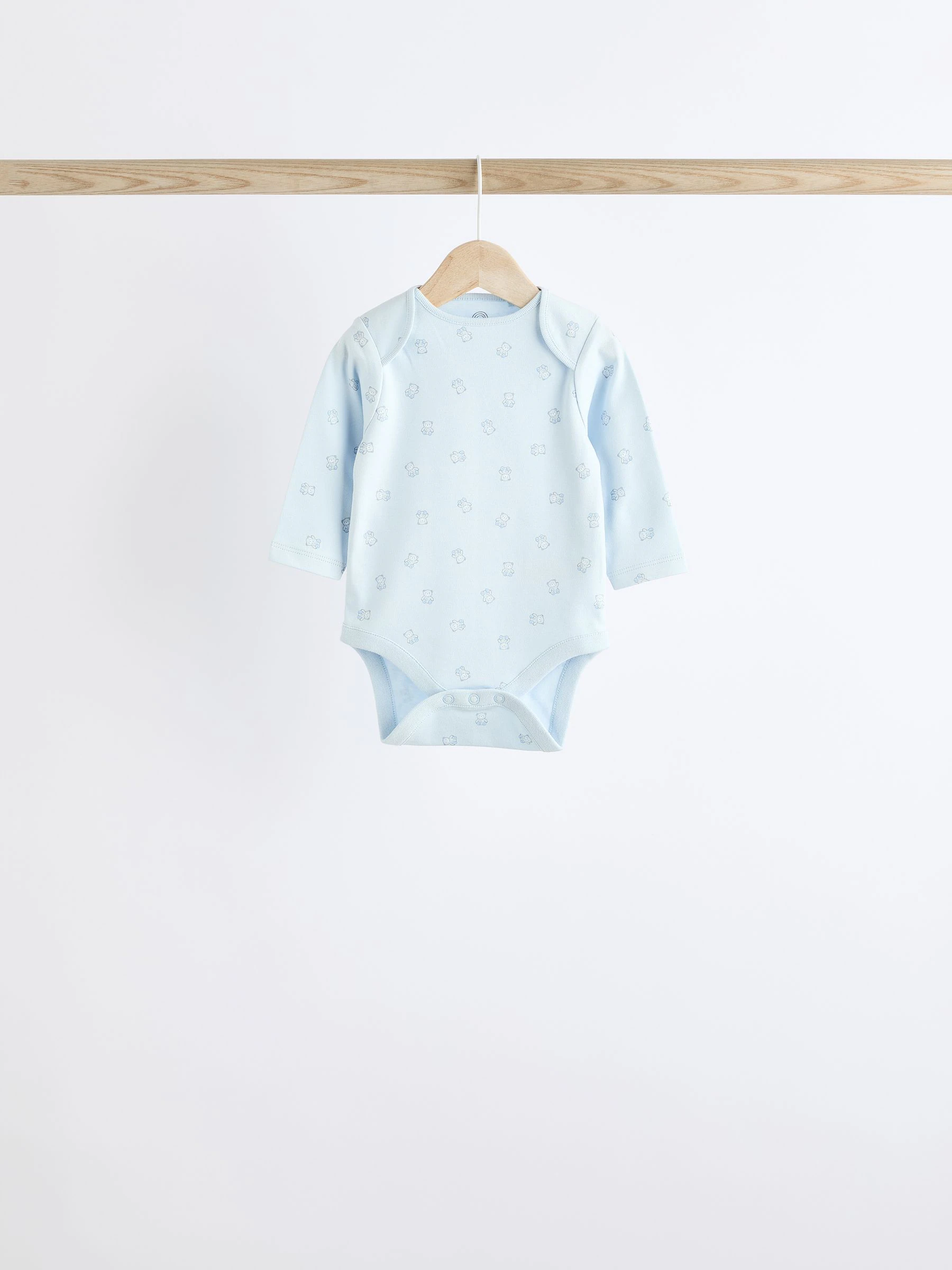 Blauw - Babyrompertjes met beer en lange mouwen