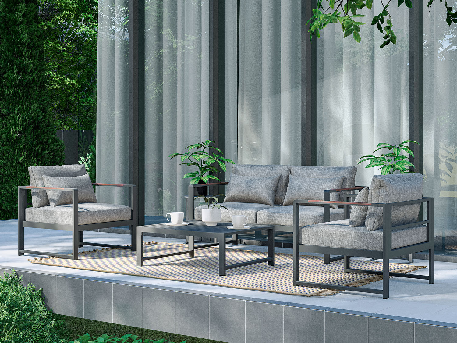Gartenlounge Noa, 4-teilig, mit Aluminiumgestell
