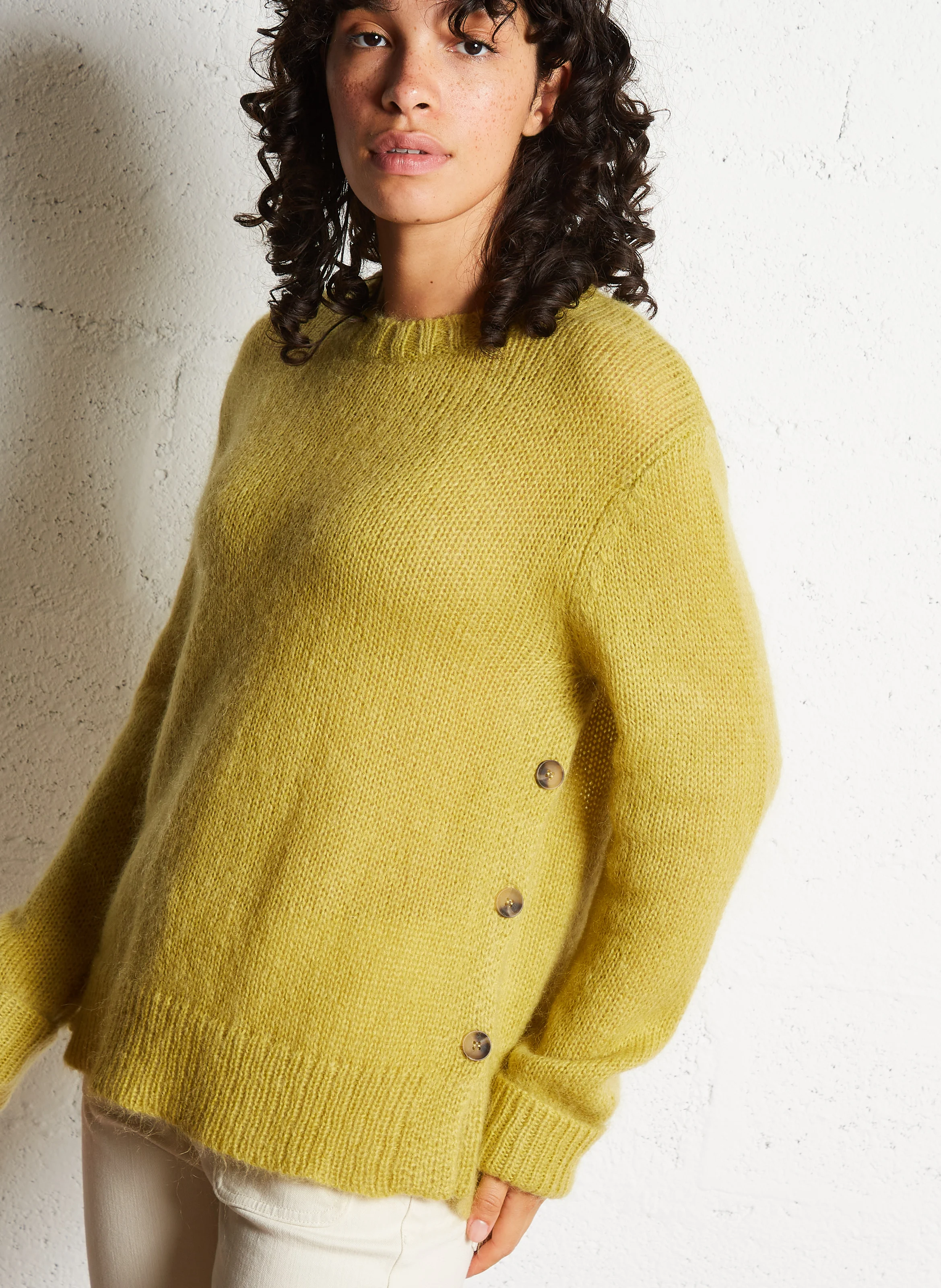 LIBELLULE - Pull col rond en laine mélangée | Jaune