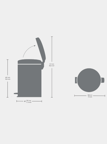 NewIcon Pedaalemmer, 20 liter, kunststof binnenemmer - Matt Steel