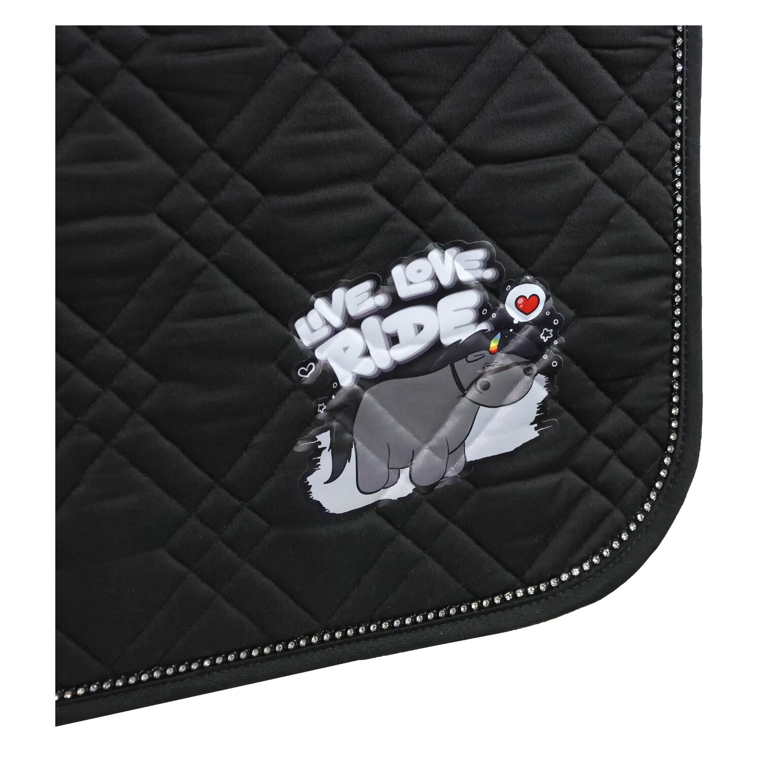 EQUEST Schabracke Cotton Cross Pummel Live Love Ride  - black