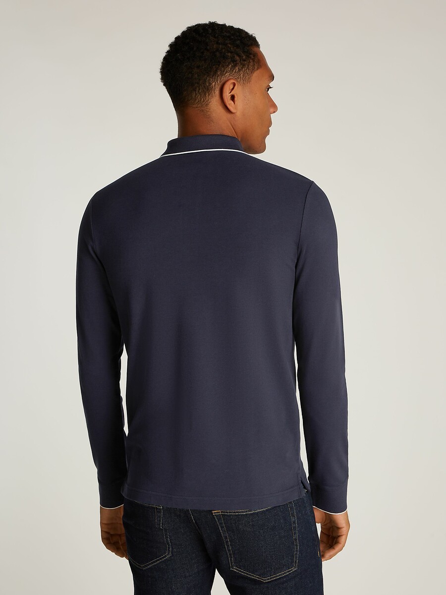 CALVIN KLEIN<br>Camisa polo de manga comprida, piqué elástico
