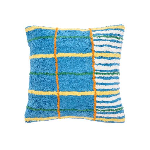 Villa Collection Styles Pude, Blå/ Gul/ Offwhite, 45x45 cm