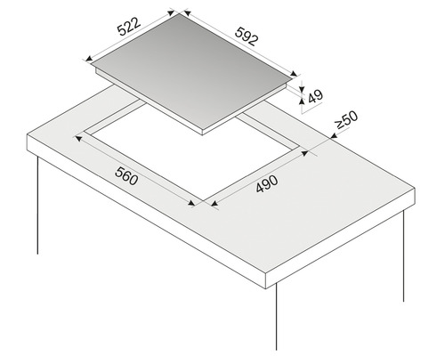Frameloze inductiekookplaat Amica 592 x 522 mm 4 kookzones KMI 772 660 C