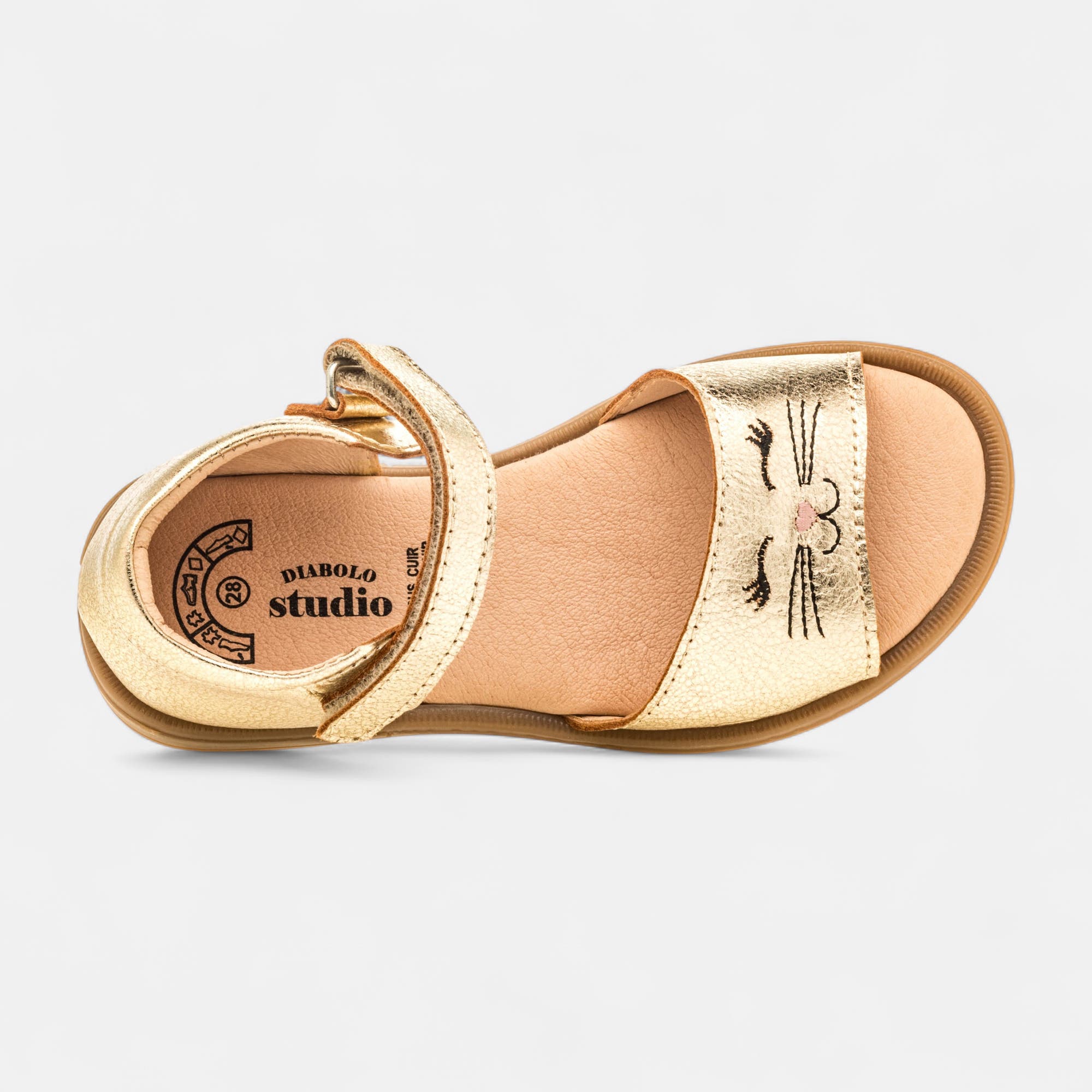 Nu-pieds Fille en cuir or