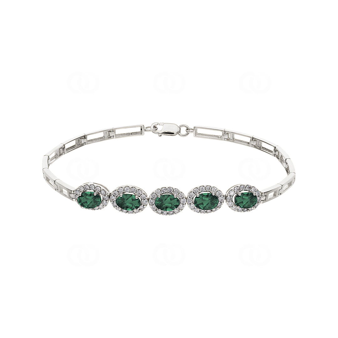 Smaragd Armband 750/18 K Weissgold mit Diamanten 0.67 ct H/si
