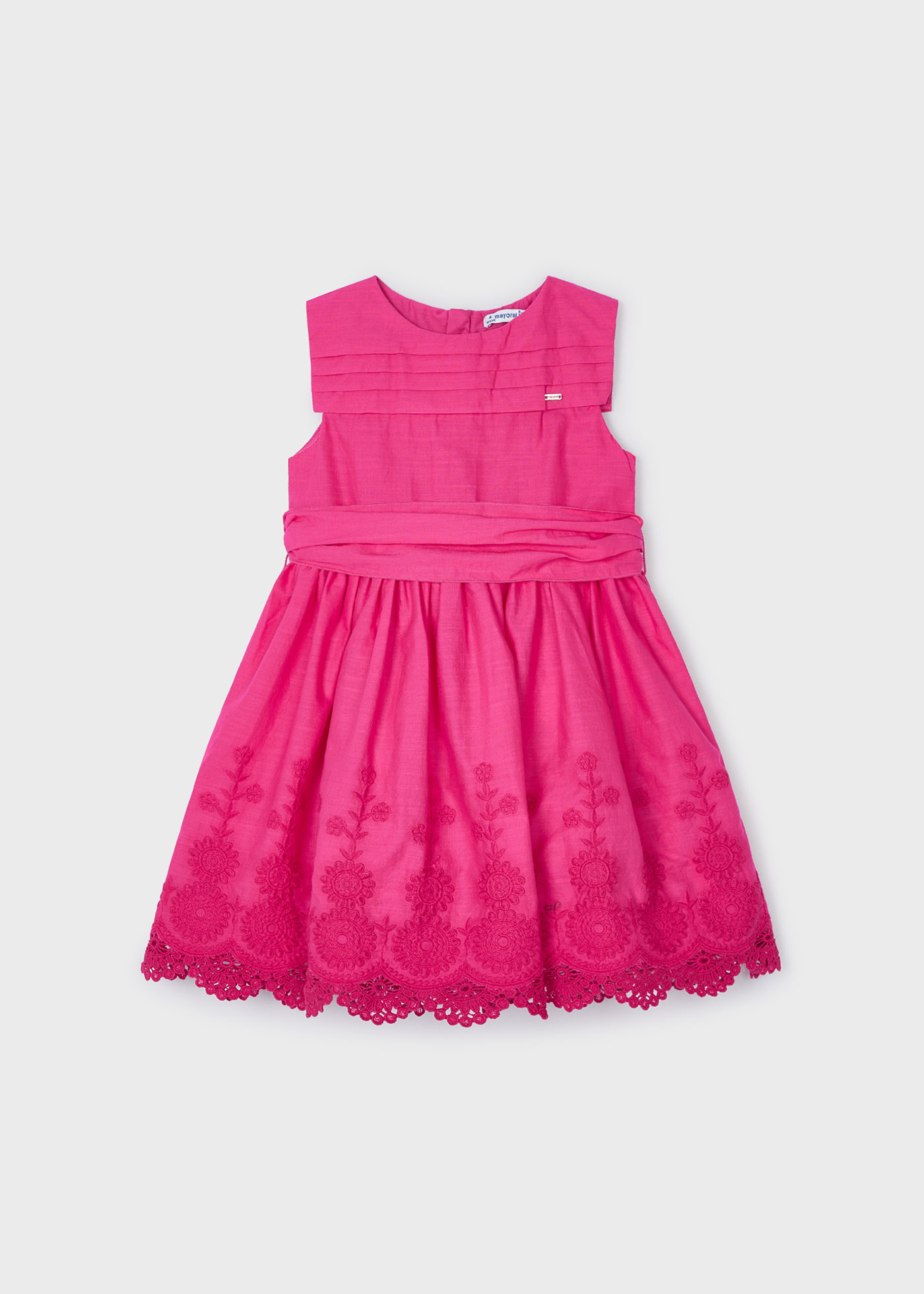 Vestido bordado Better Cotton para meninas, cor fúcsia.