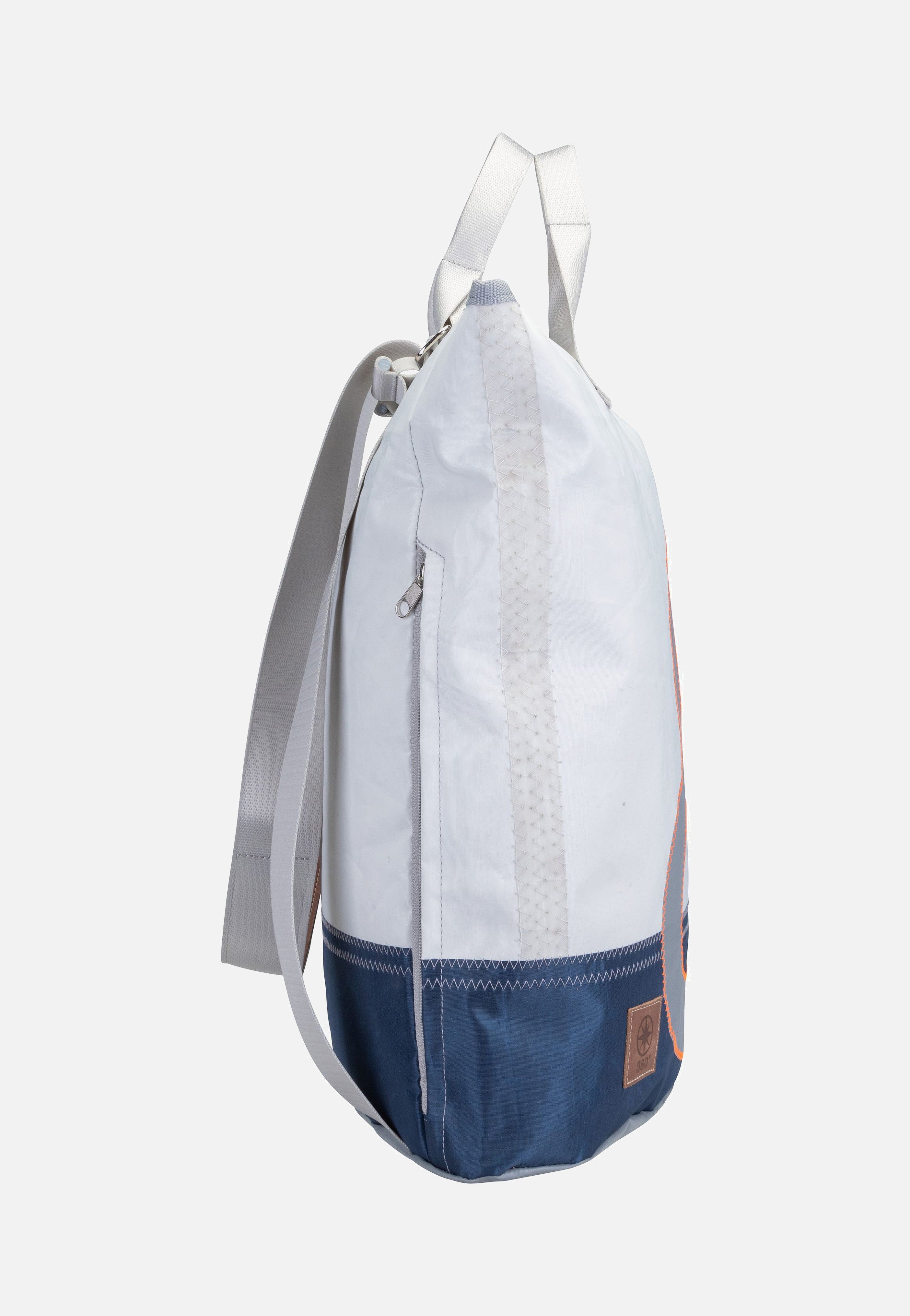 Ketsch Weiß/Balken Blau/Zahl Hellgrau - Rucksack