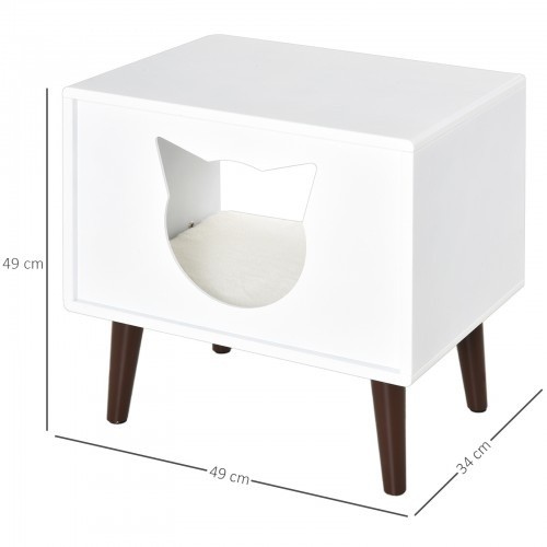 Toca/Cama para Gatos PawHut com Almofada, Branca