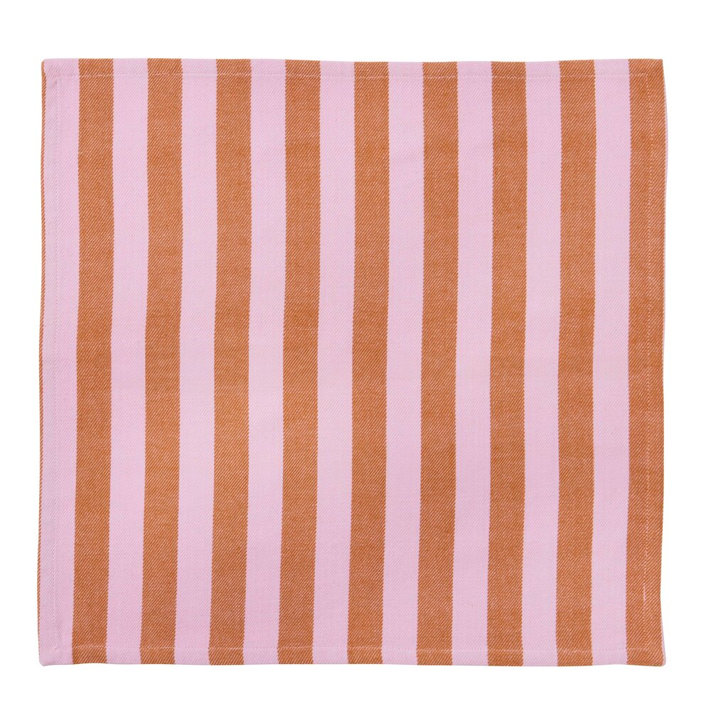 Gorms  Stribet stofserviet, rosa/orange - 45x45 cm.