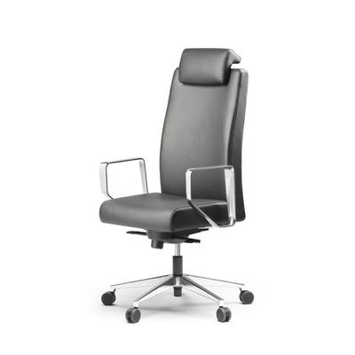 Fauteuil de bureau BOP - accoudoirs fixes - appui-tête - cuir noir