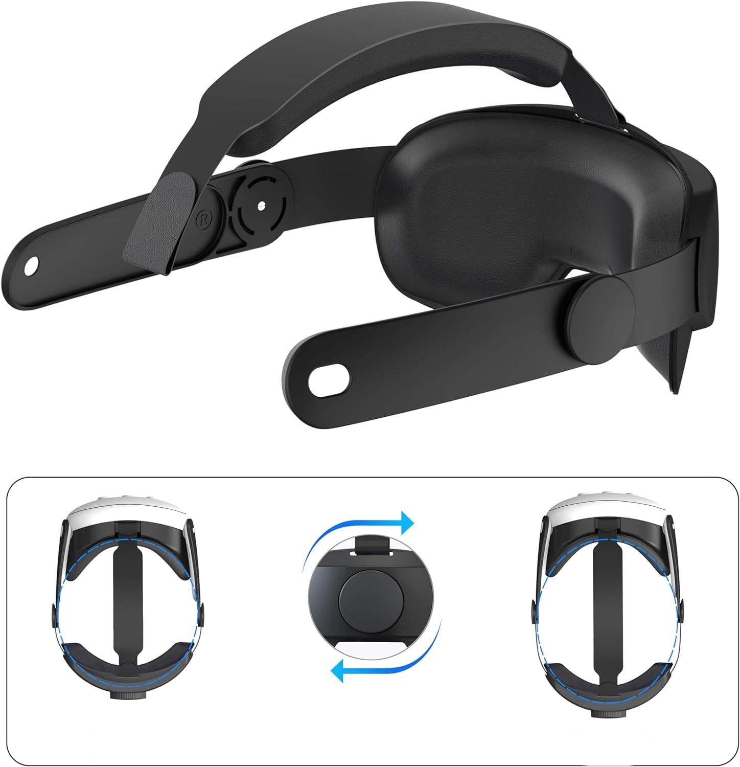 Meta Quest / Oculus Quest 3 Verstellbares Kopfband Schutzriemen zur Druckreduzierung (Grössenverstellbar) - Schwarz