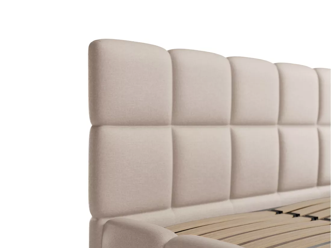 Lit coffre 180 x 200 cm - Tissu chiné - Beige + Matelas - DAMADO de Pascal Morabito