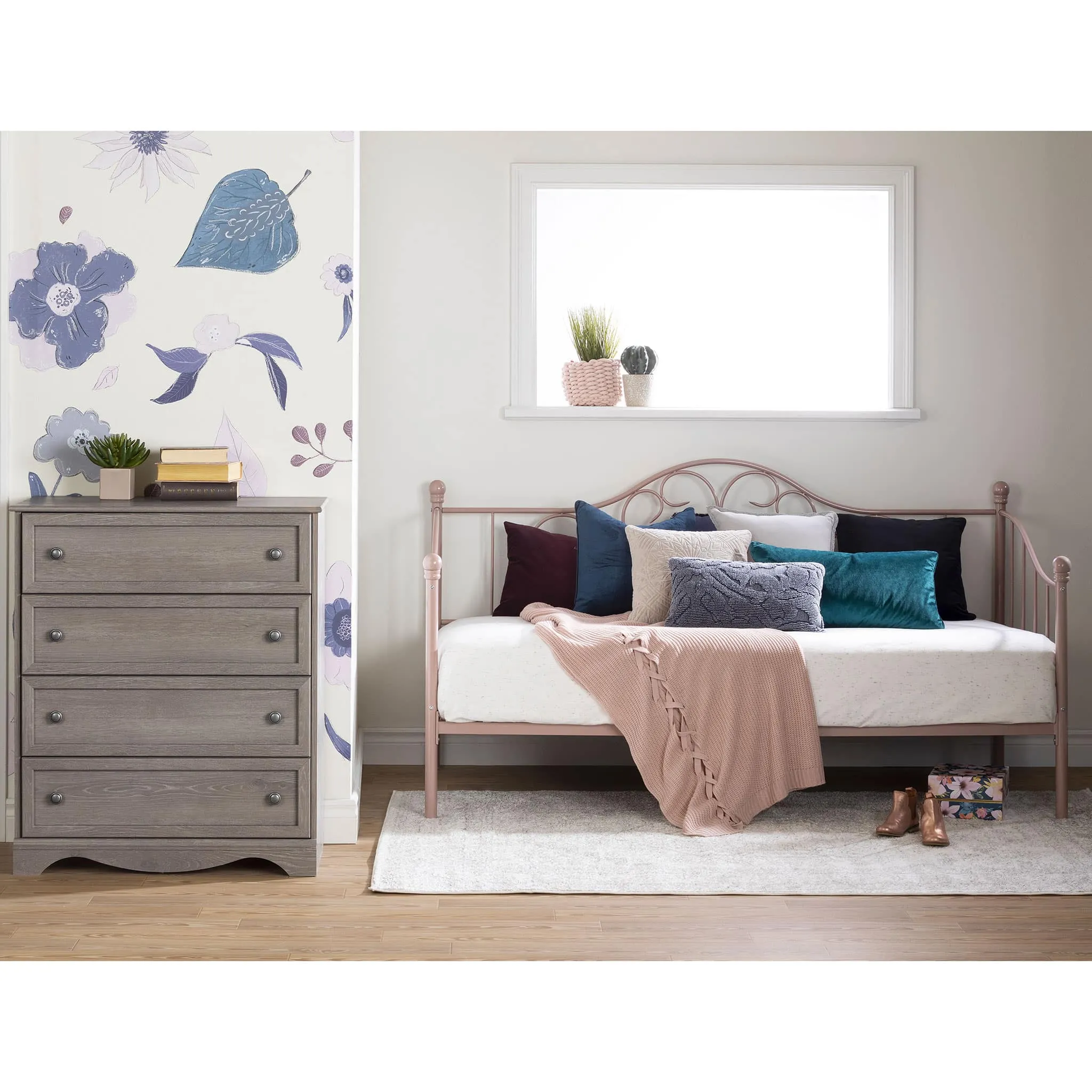 South Shore Lit de jour en métal - Savannah Rose