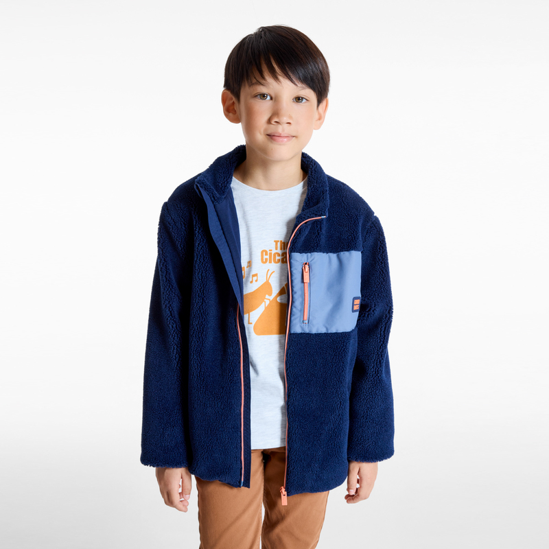 Veste polaire Sherpa manches longues marine garçon