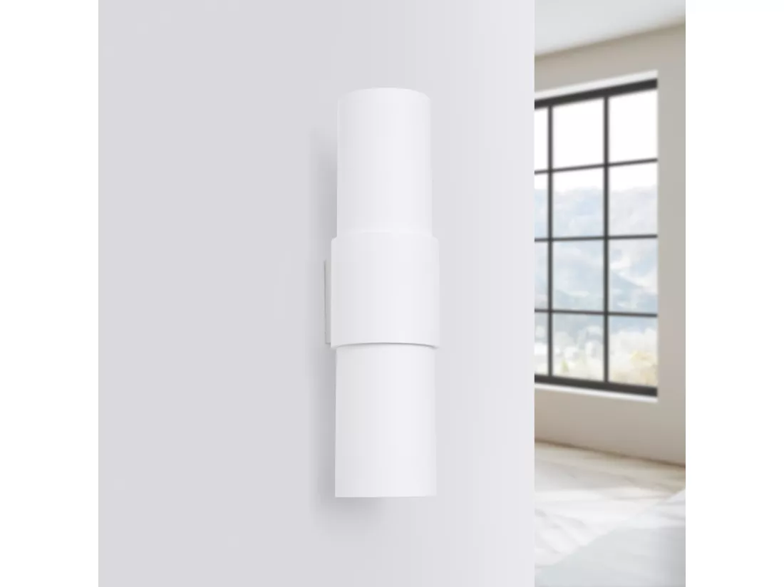 Applique Flash minimaliste en acier - 2 sources lumineuses - L.10 x H.37 cm - blanc