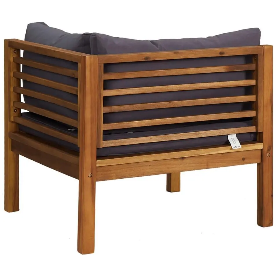 vidaXL - Hoekbank sectioneel - Grijs - Hout - Met kussens