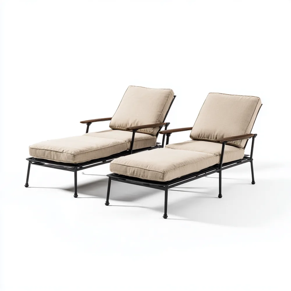 Gartenliege Metallrahmen 195x65x90 cm Beige Kissen - Modernes Design