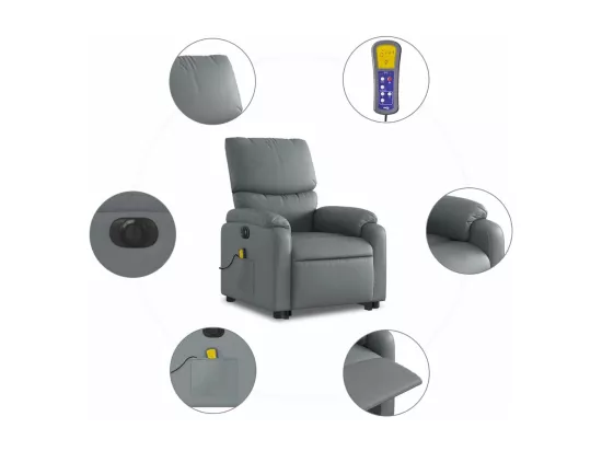 Fauteuil inclinable massant électrique gris similicuir
