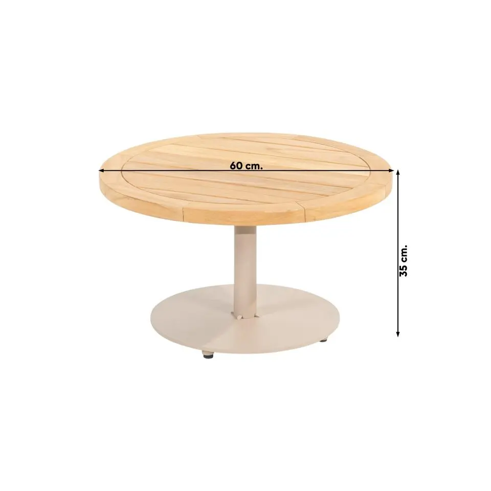 4 Seasons Volta teak salontafel - Ø60 cm. taupe