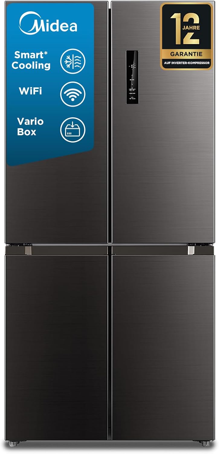 Midea MDRF632FIE28 Multi Door Kühl-/Gefrierkombination/ 177,5cm Höhe /83,3cm Breit/65,3cm Tiefe/NoFrost/295 kWh/Jahr /305L Kühlteil/169L Gefrierteil/Plasma Pure/Inverter Compressor/Vario Box