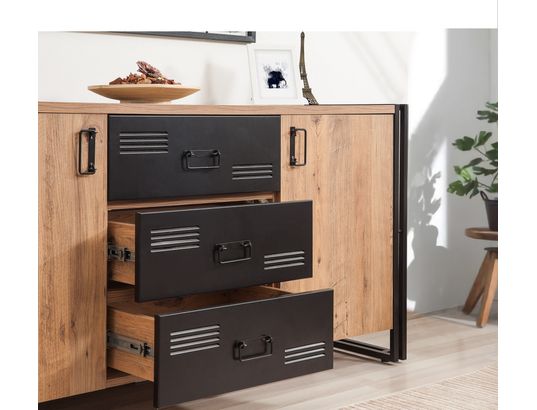 CONCEPT1 - Bahut Cosmo rio atlantic pine black 160 x 45 x 80cm