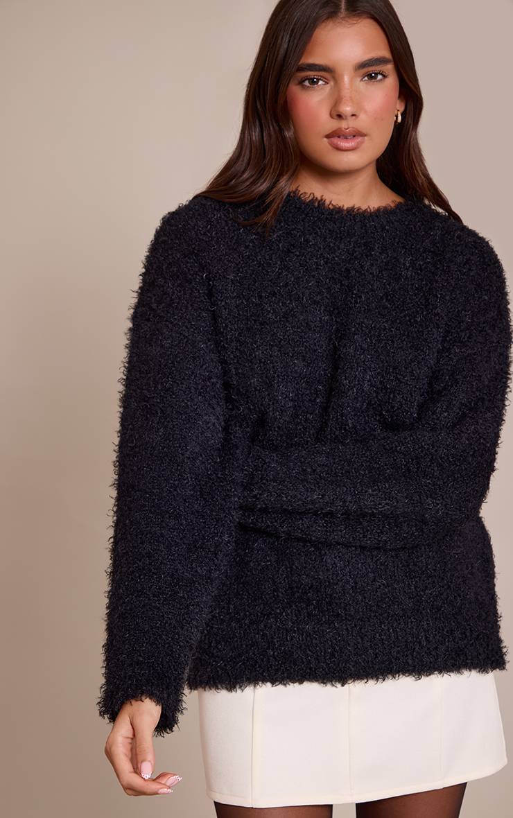 Noir Synthétiquell Oversize En Maille Peluche