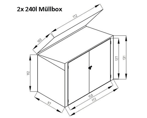 WESTMANN vuilnisbak voor 2 vuilnisbakken incl. gasveren 172 x 100 x 131 cm antraciet