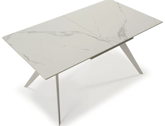 CONCEPT1 - Table Lula 160/220 x 90 x 76 cm céram blanc pied blanc