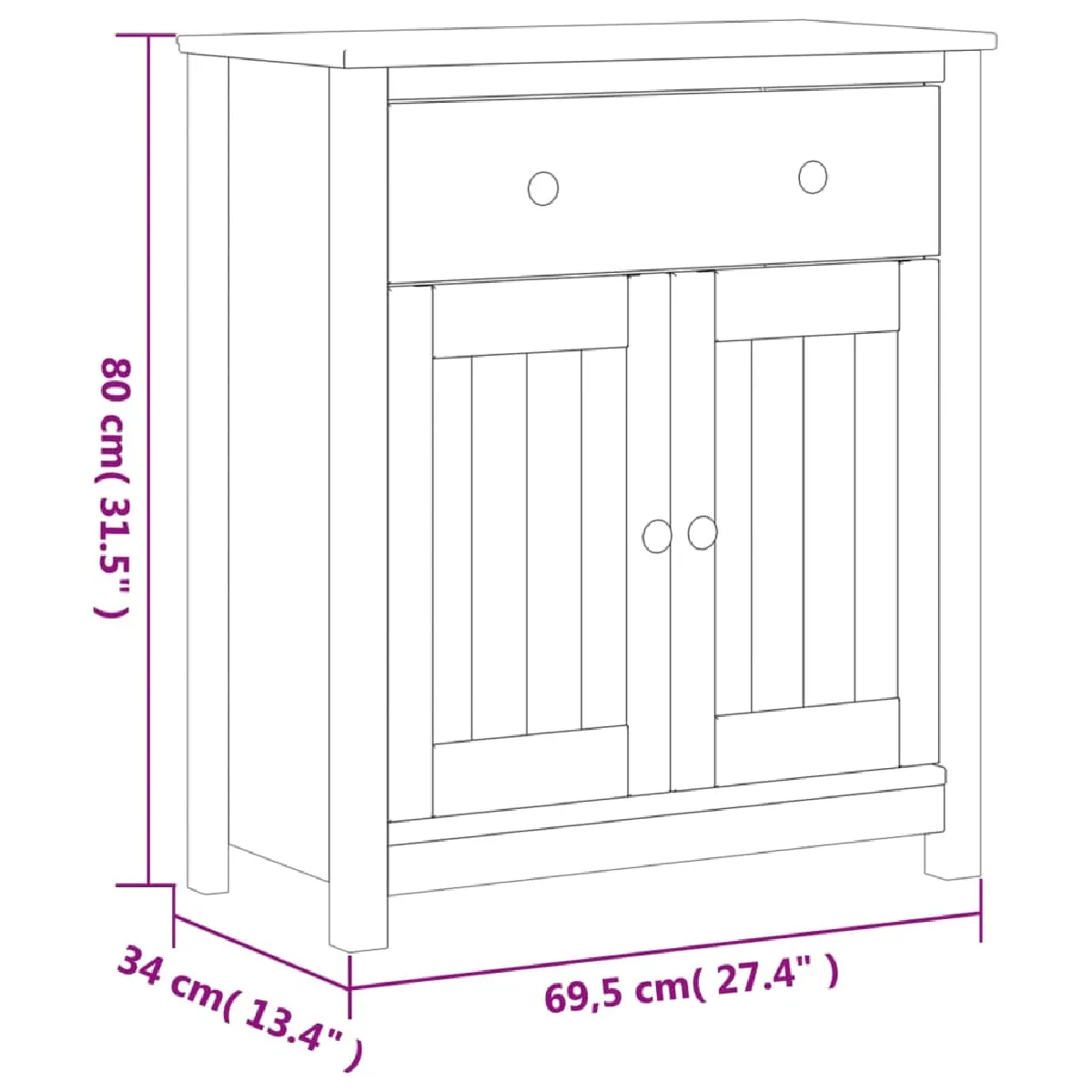 vidaXL Armoire salle de bain BERG pin massif