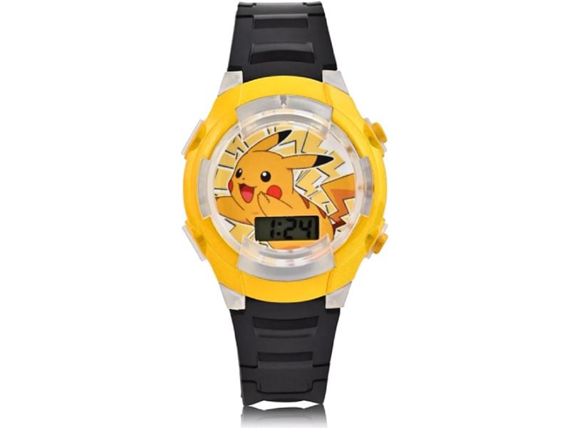 Waldmeier LCD Uhr Geschenkset Pokémon Gelb/Rot/Schwarz Leuchtende Kinderuhr mit digitaler Anzeige